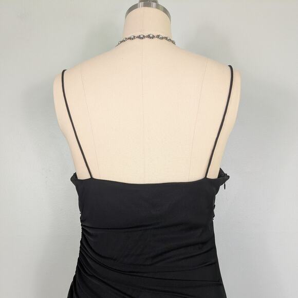 Betsy Adam Prom Dress Maxi Gown 14 Black Pink Vintage Y2K Fariy Goth Ruffle Glam - Picture 7 of 15